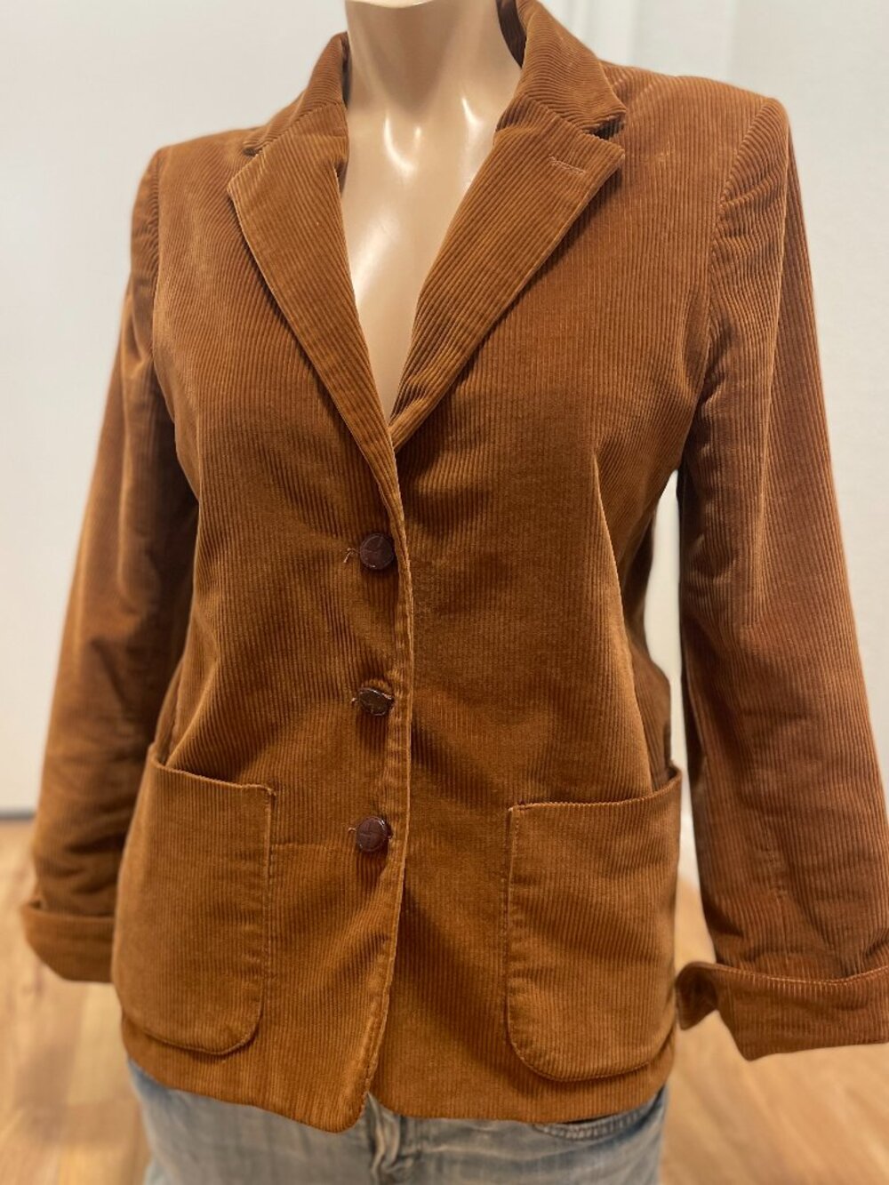 Corduroy Blazer Jacket in Warm Brown - Women's Tailored Blazer - Picture 2 of 12